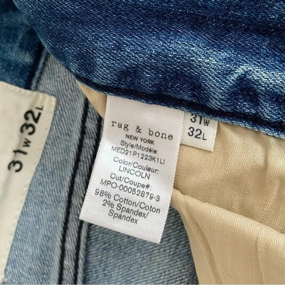 Rag & Bone Mens Fit 2 Slim Fit Jeans - Picture 5 of 8